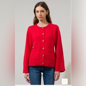 Sugarlips Pamelia Wide Sleeve Button Up
Cardigan Red Size Med NWOT